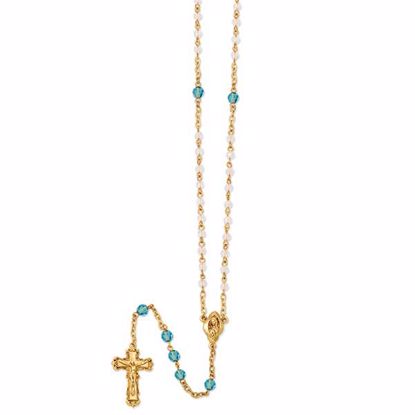 RF289 Confirmation/Communion Gold-tone, aqua & Aurora Borealis crystal rosary