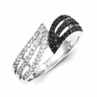 QR5363-6 White Night Sterling Silver Black & White Diamond Ring