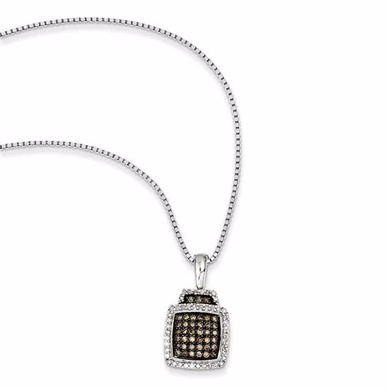 QP3616 White Night Sterling Silver Champagne Diamond Square Pendant