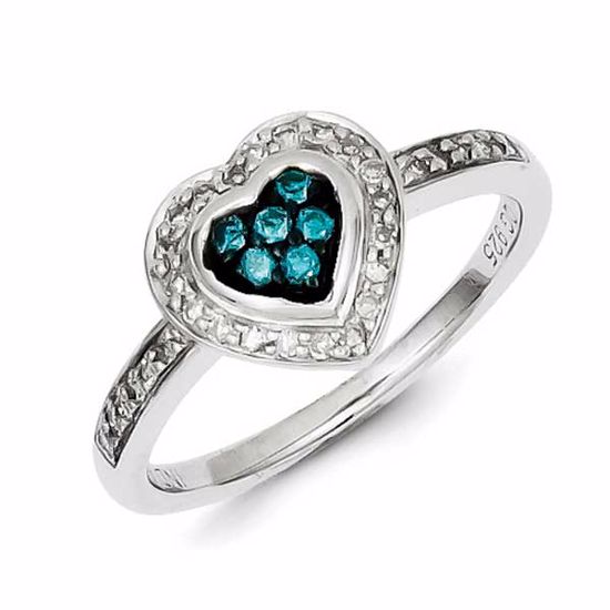 QR5162-8 White Night Sterling Silver Blue Diamond Small Heart Ring