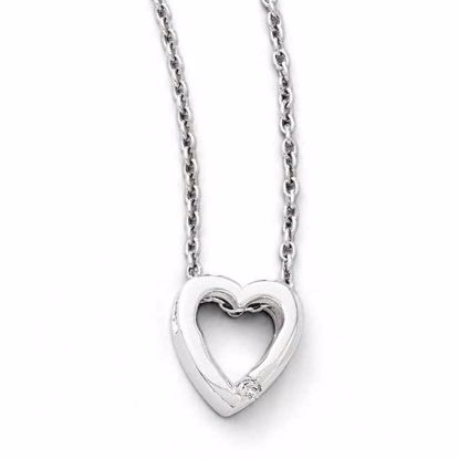 QW161-18 White Ice SS White Ice .02ct Diamond Heart Necklace
