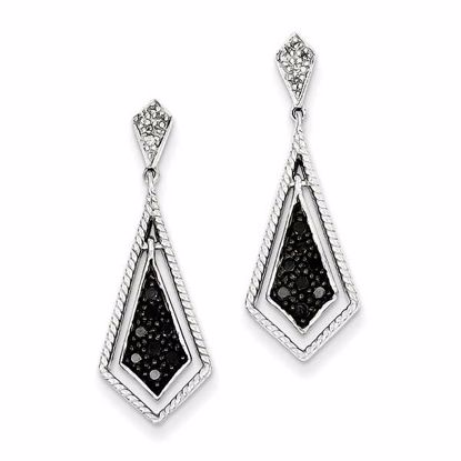 QE10903 White Night Sterling Silver Black Diamond Geometric Post Earrings