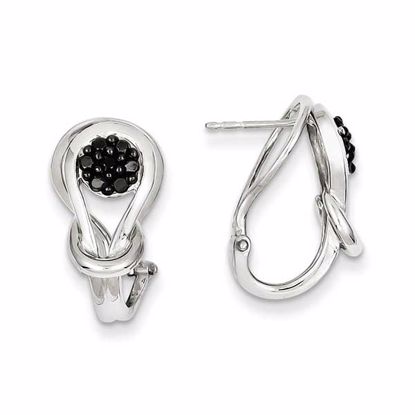 QE7874 White Night Sterling Silver Black and White Diamond Love Knot Post Earrings