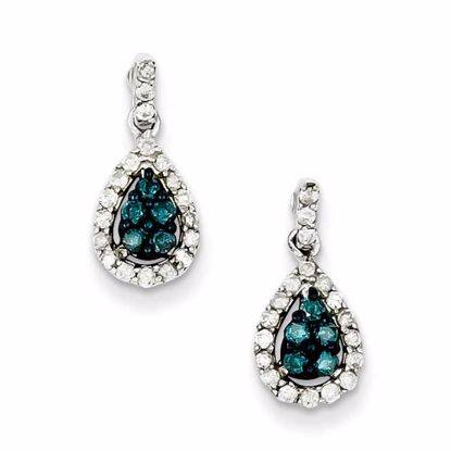 QE10741 White Night Sterling Silver Blue and White Diamond Earrings