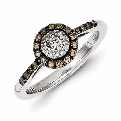 QR5137-6 White Night Sterling Silver Champagne Diamond Circle Ring