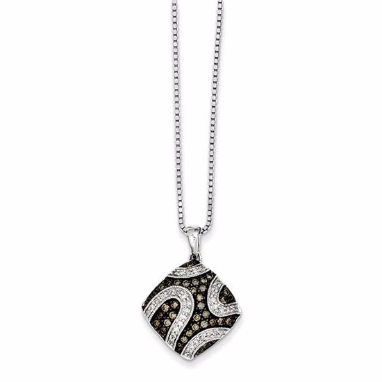 QP3617 White Night Sterling Silver Champagne Diamond Square Pendant