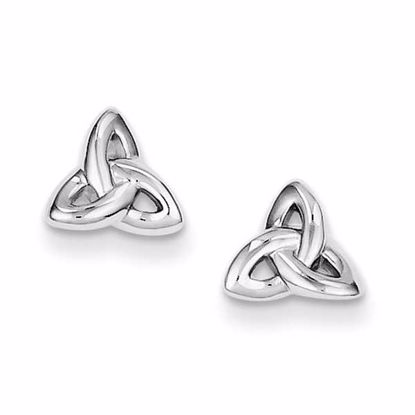 QE8787 Celtic Sterling Silver Rhodium Plated Trinity Post Earrings