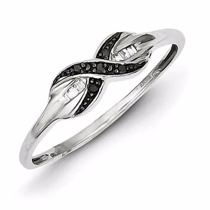 QR3345-7 White Night Sterling Silver Black & White Diamond Ring