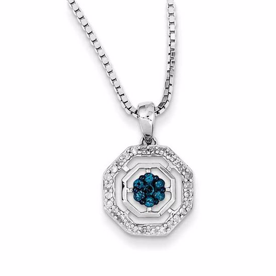 QP3705 White Night Sterling Silver White & Blue Diamond Pendant