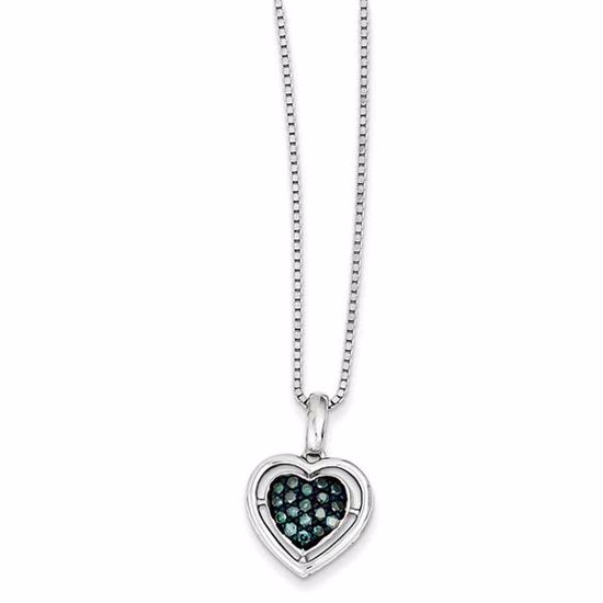 QP3648 White Night Sterling Silver Blue Diamond Small Heart Pendant