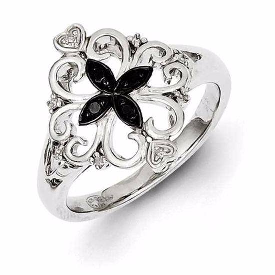 QR5417-7 Closeouts Sterling Silver White & Black Diamond Ring