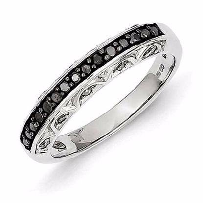 QR3296-6 White Night Sterling Silver Black and White Diamond Ring