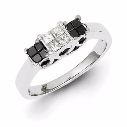 QR3228-7 White Night Sterling Silver Black & White Diamond Ring