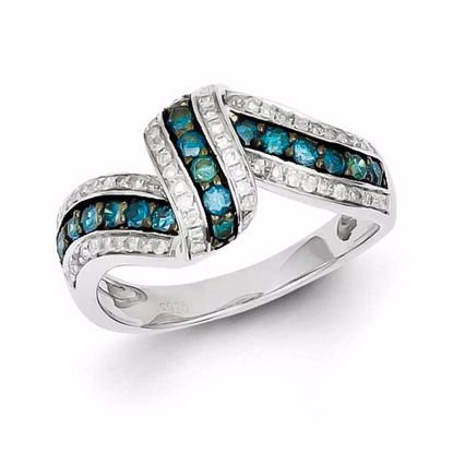 QR5318-7 White Night Sterling Silver Blue and White Diamond Ring