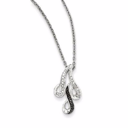 QP2276 White Night Sterling Silver Black and White Diamond Pendant Necklace