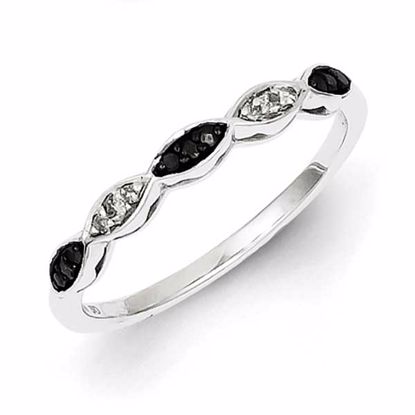 QR5393-8 White Night Sterling Silver Rhodium Plated Back & White Diamond Ring