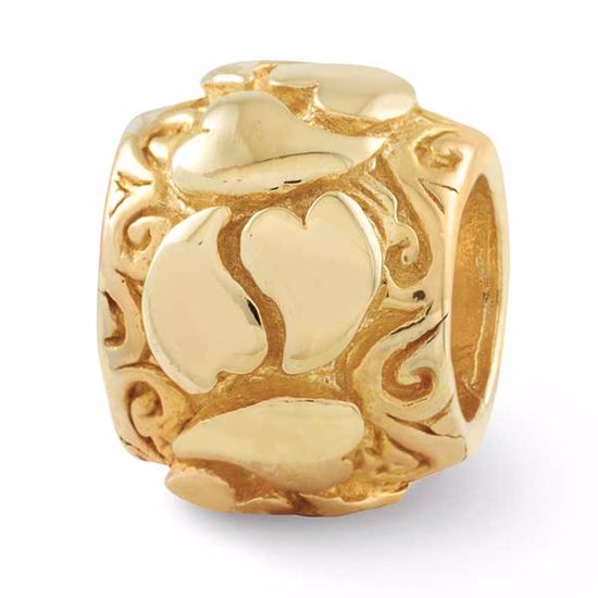 QRS1040GP Reflection Beads Sterling Silver Gold-plated Reflections Hearts Bead