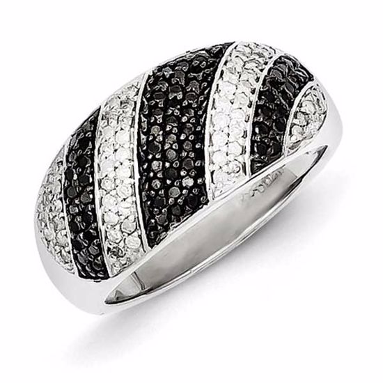 QR3010-6 White Night Sterling Silver Black & White Diamond Ring