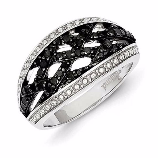 QR2965-6 White Night Sterling Silver Black & White Diamond Ring