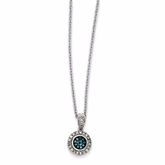 QP3666 White Night Sterling Silver White & Blue Diamond Pendant