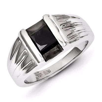 QR5541-11 White Night Sterling Silver Black Rhodium Black Diamond Mens Ring