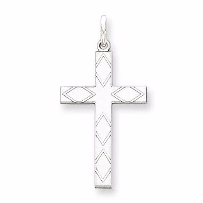 QXR215 Confirmation/Communion Sterling Silver Laser Designed Cross Pendant