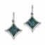 QE10774 White Night Sterling Silver Blue and White Diamond Dangle Post Earrings