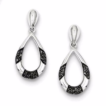 QE10854 Closeouts Sterling Silver Black and White Diamond Earrings