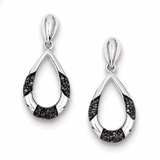 QE10854 Closeouts Sterling Silver Black and White Diamond Earrings