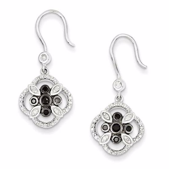 QE7731 White Night Sterling Silver Black & White Diamond Earring