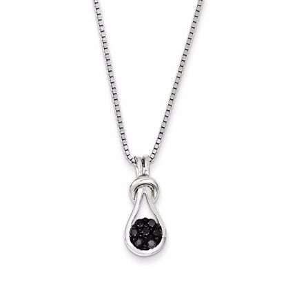 QP2343 White Night Sterling Silver Black and White Diamond Love Knot Pendant