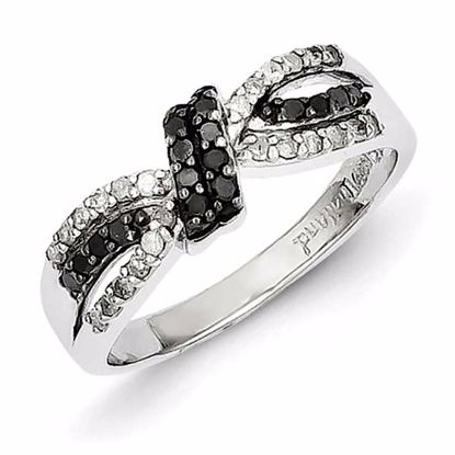 QR3024-7 White Night Sterling Silver Black & White Diamond Ring