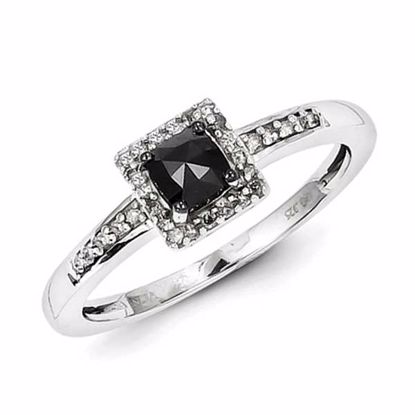 QR5400-6 White Night Sterling Silver w/ Black and White Diamond Ring