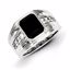 QR5557-11 White Night Sterling Silver White Sapphire & Onyx Square Men's Ring