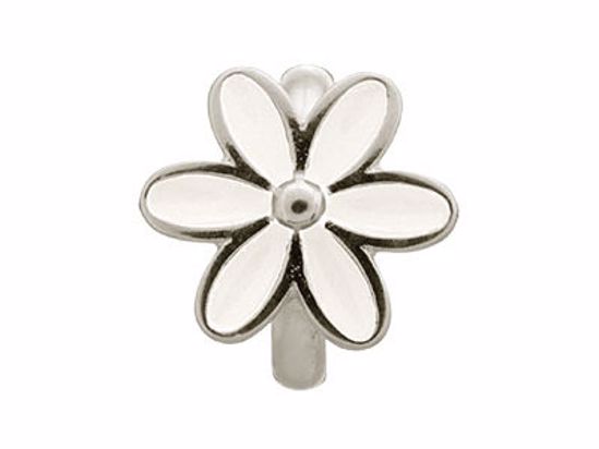41155-1 White Enamel Flower Silver