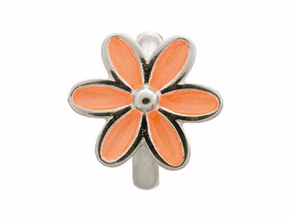 41155-2 Coral Enamel Flower Silver