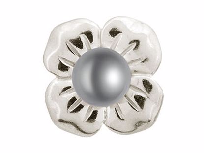 41350-3 Big Grey Pearl Flower Silver