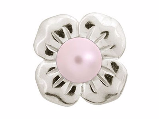 41350-4 Big Rose Pearl Flower Silver