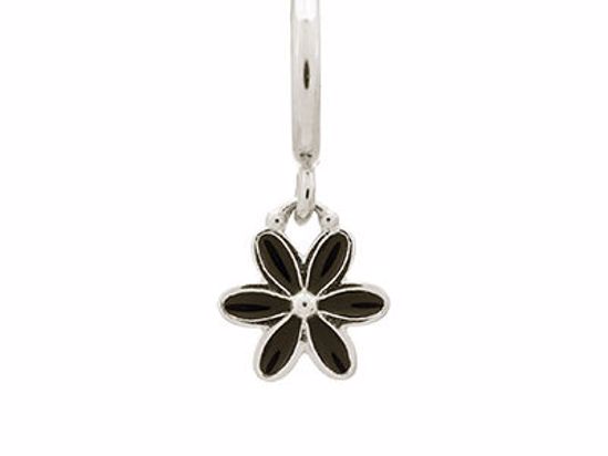 43269-2 Black Enamel Flower Drop Silver