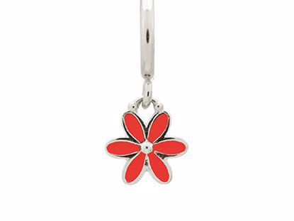 43269-5 Red Enamel Flower Drop Silver