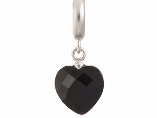 43304-2 Black Heart Cut Drop Silver