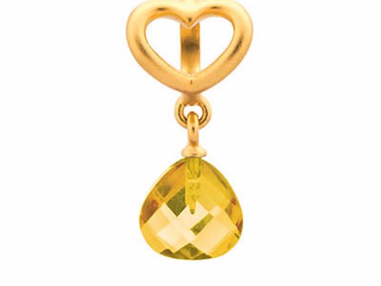 53302-3 Citrine Heart Grip Drop Gold