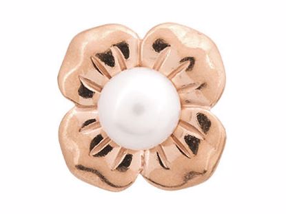 61450 Big White Pearl Flower Rose Gold