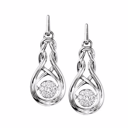 val20144a Silver Swivel Love Knot Diamond Earrings