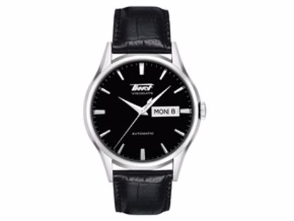 T0194301605101 Visodate Men's Black Automatic Leather Strap Watch