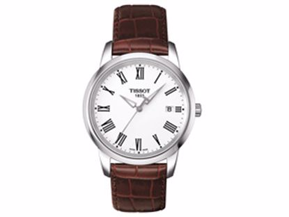 T0334101601301 Classic Dream Men's White Quartz Brown Leather Strap Watch