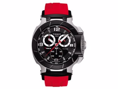 T0484172705701 T-Race Men's Black Quartz Chronograph Red Rubber Watch