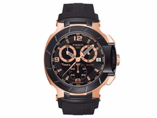 T0484172705706 T-Race Men's Black Quartz Chronograph Rubber Watch