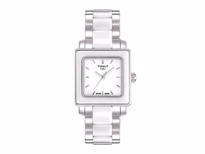 T0643102201100 Cera Square Ladies White Quartz Ceramic Trend watch