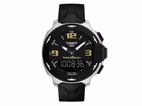 T0814201705700 T-Race Touch Men's Black and Gold Quartz  Watch With Black Synthetic Strap